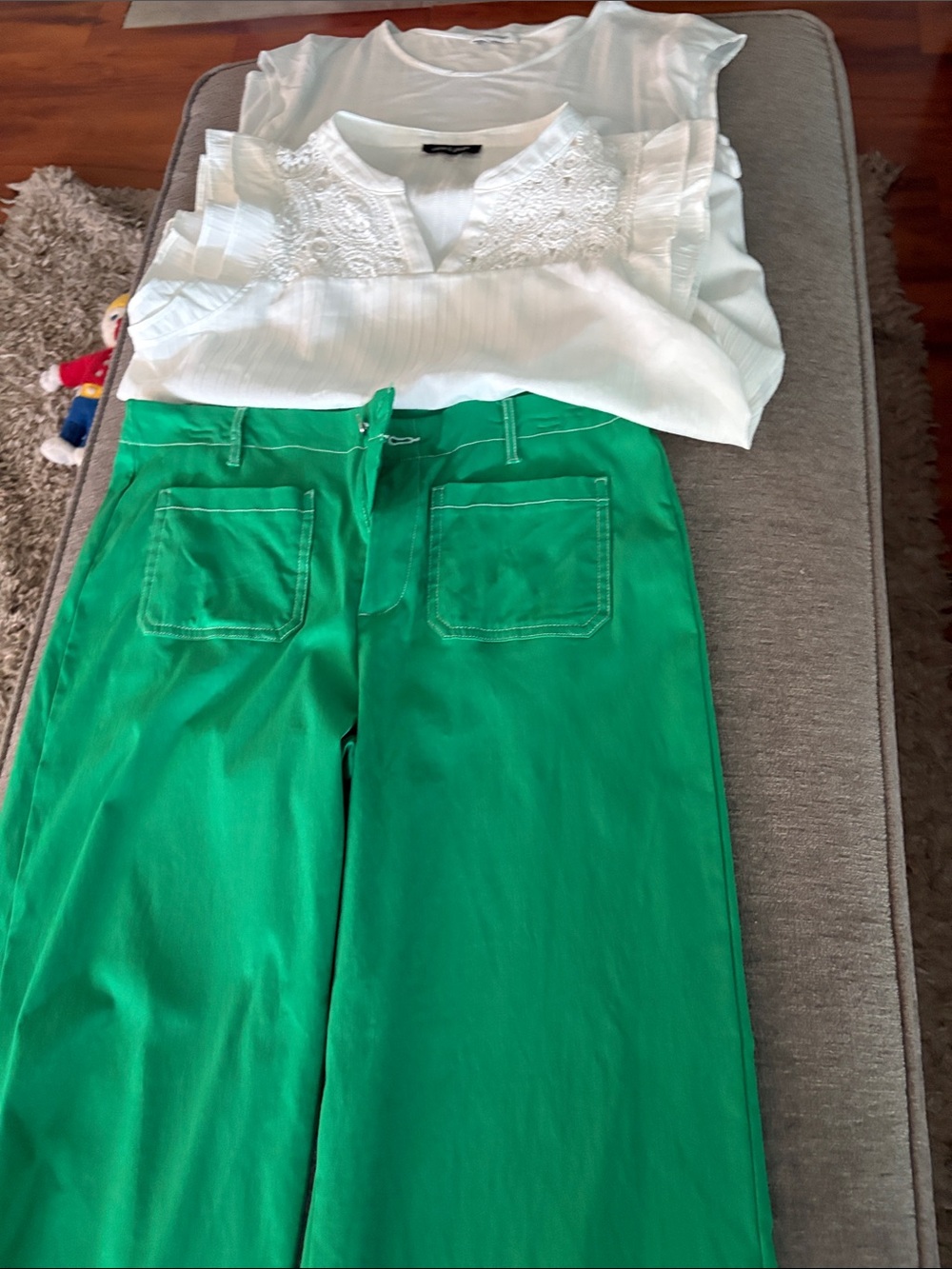 Jules & Leopold Bright Green Wide-Leg Pants - Picture 9 of 11